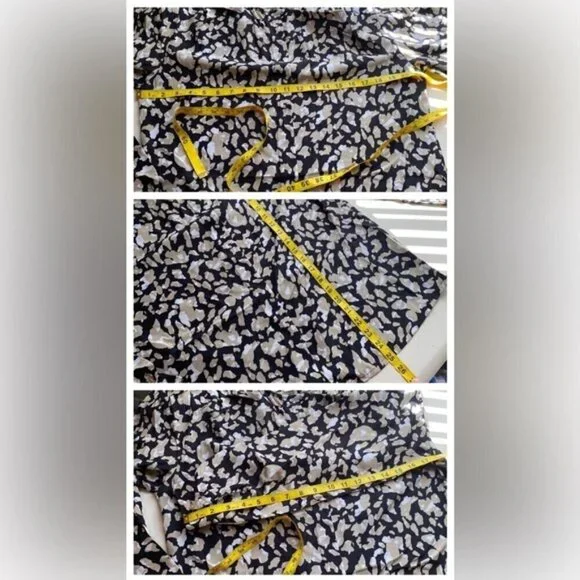 Vintage 90s Jessica Blouse Abstract Print Black White Long Sleeve Retro Chic Top - Picture 11 of 13